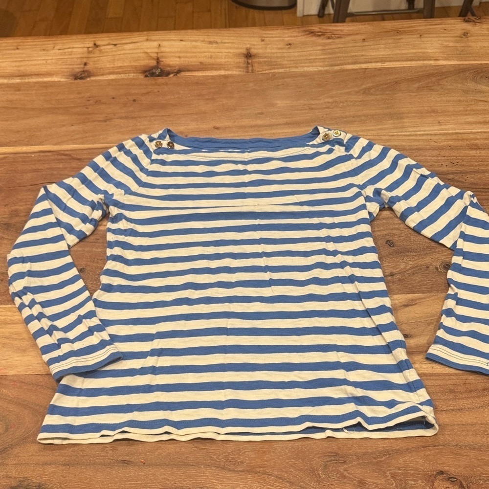 J. Crew | Blue and Cream Striped | Painter Tee | Long Sleeve | size S